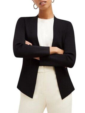 NWOT $259 M.M. LaFleur Woolf Jardigan Fine Rib Knit Open Cardigan XL Black
